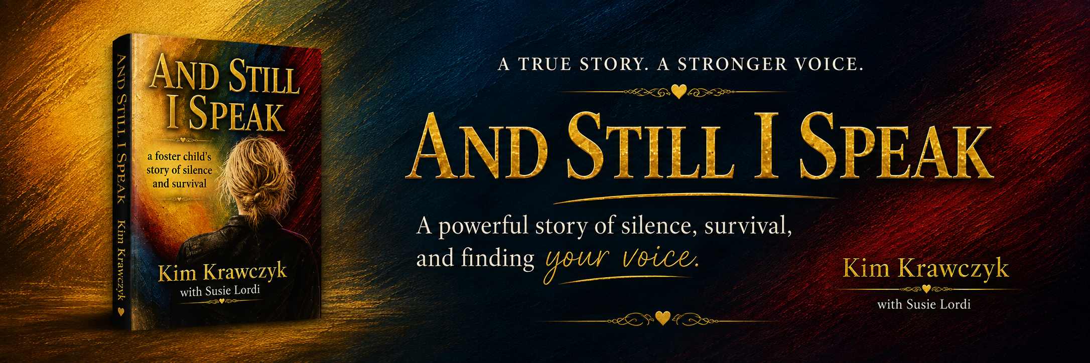 Book cover and promotional text for "And Still I Speak" by Kim Krawczyk with Susie Lordi