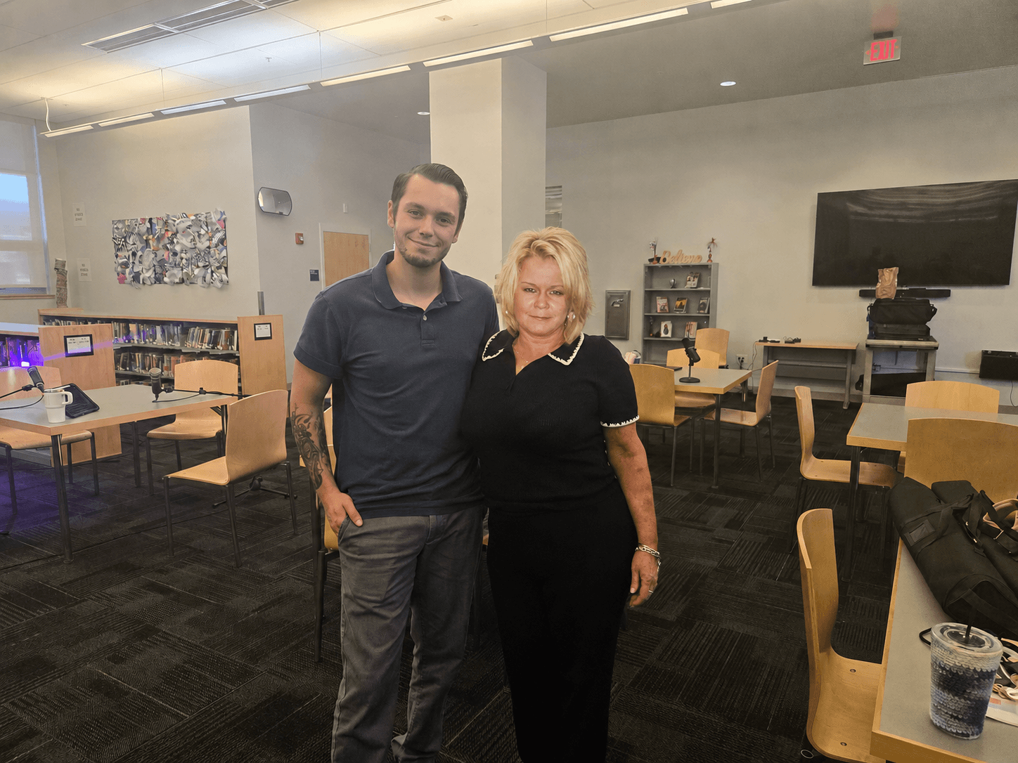 Kim Krawczyk with Seth in the WRPS TV and 88.3FM studio